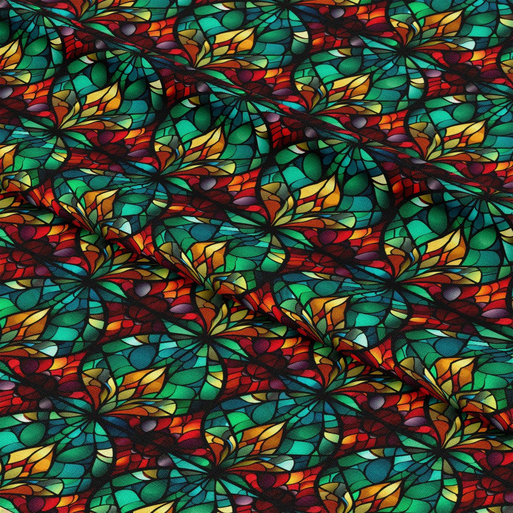 Stained Glass Christmas Pattern 12 Quilting Cotton Fabric