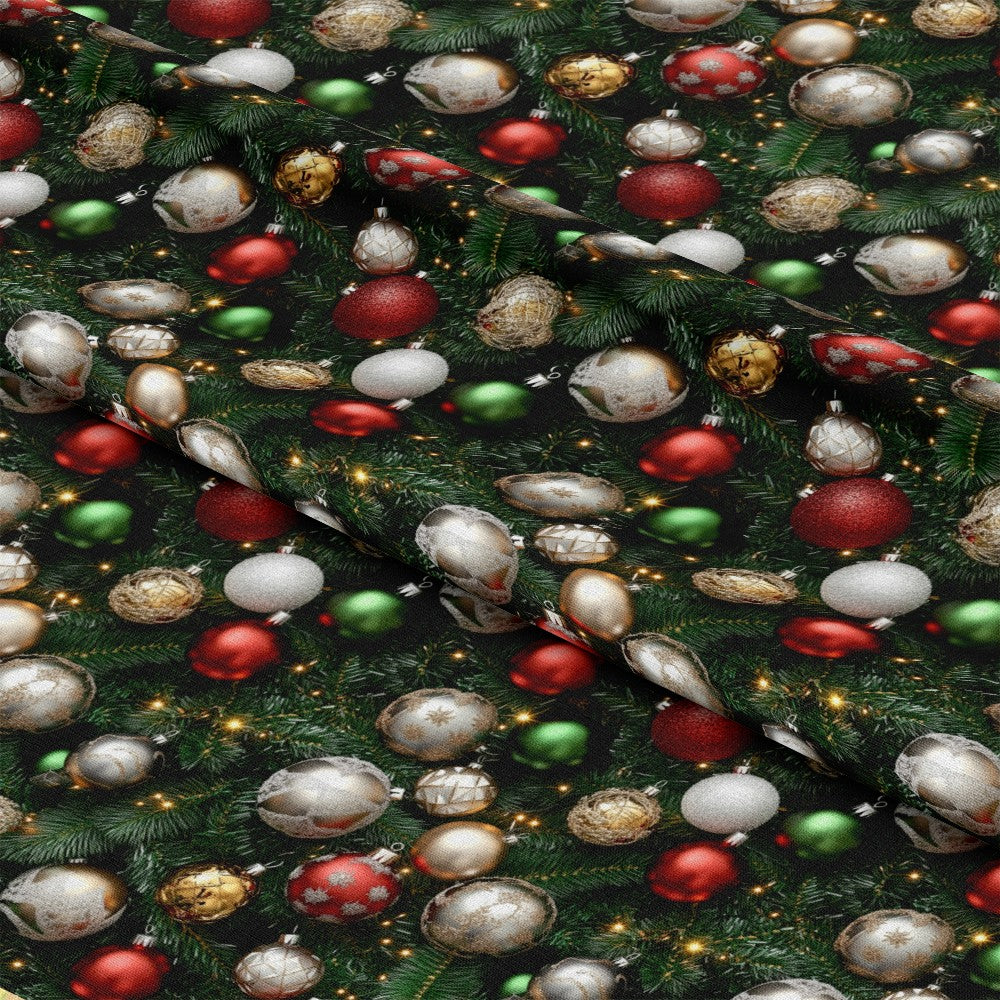 Realistic Christmas Ornaments Pattern 12 Quilting Cotton Fabric