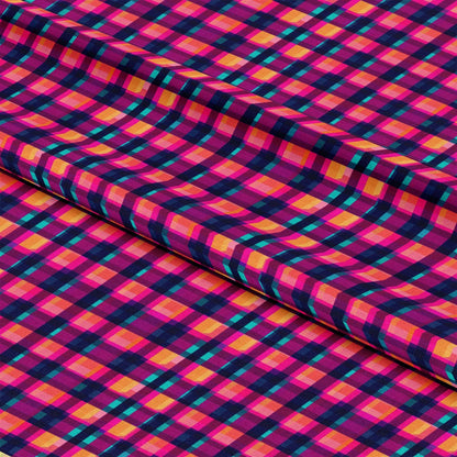 Neon Gingham Pattern 11 Quilting Cotton Fabric