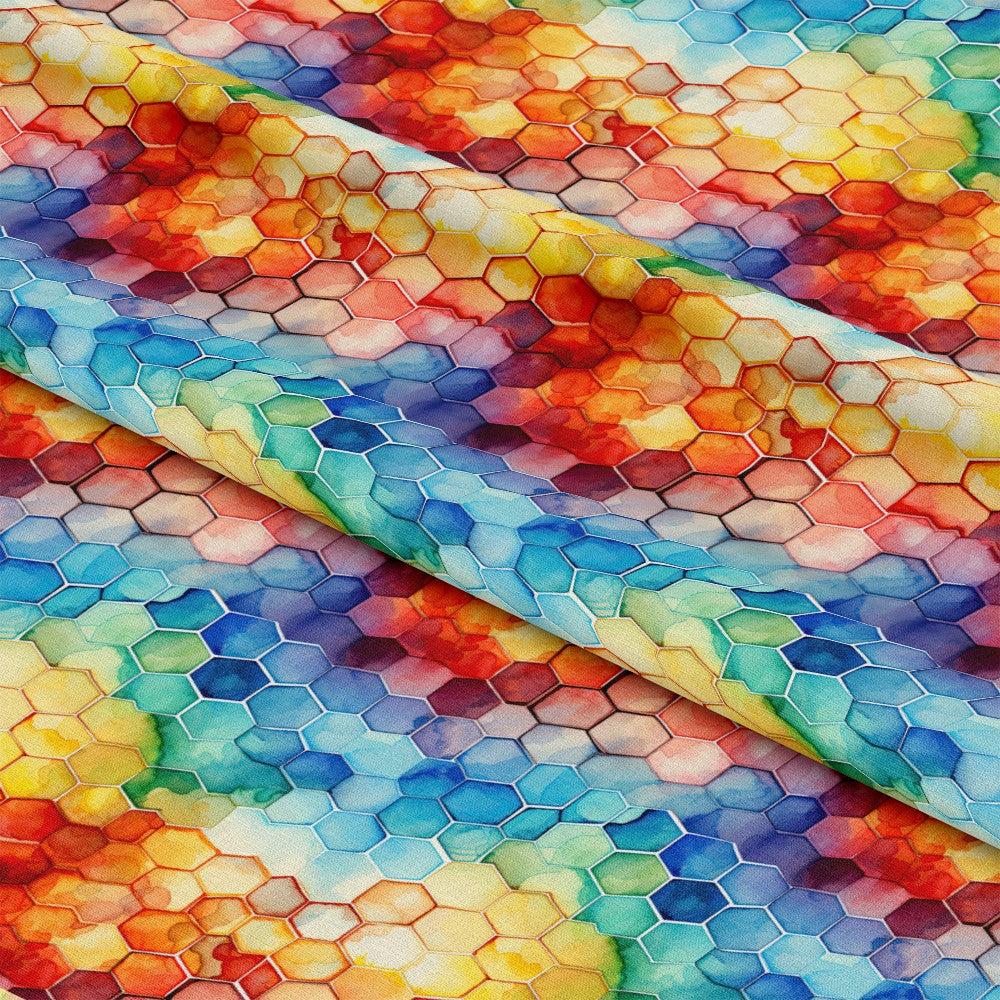 Watercolor Honeycomb Pattern 8 Quilting Cotton Fabric
