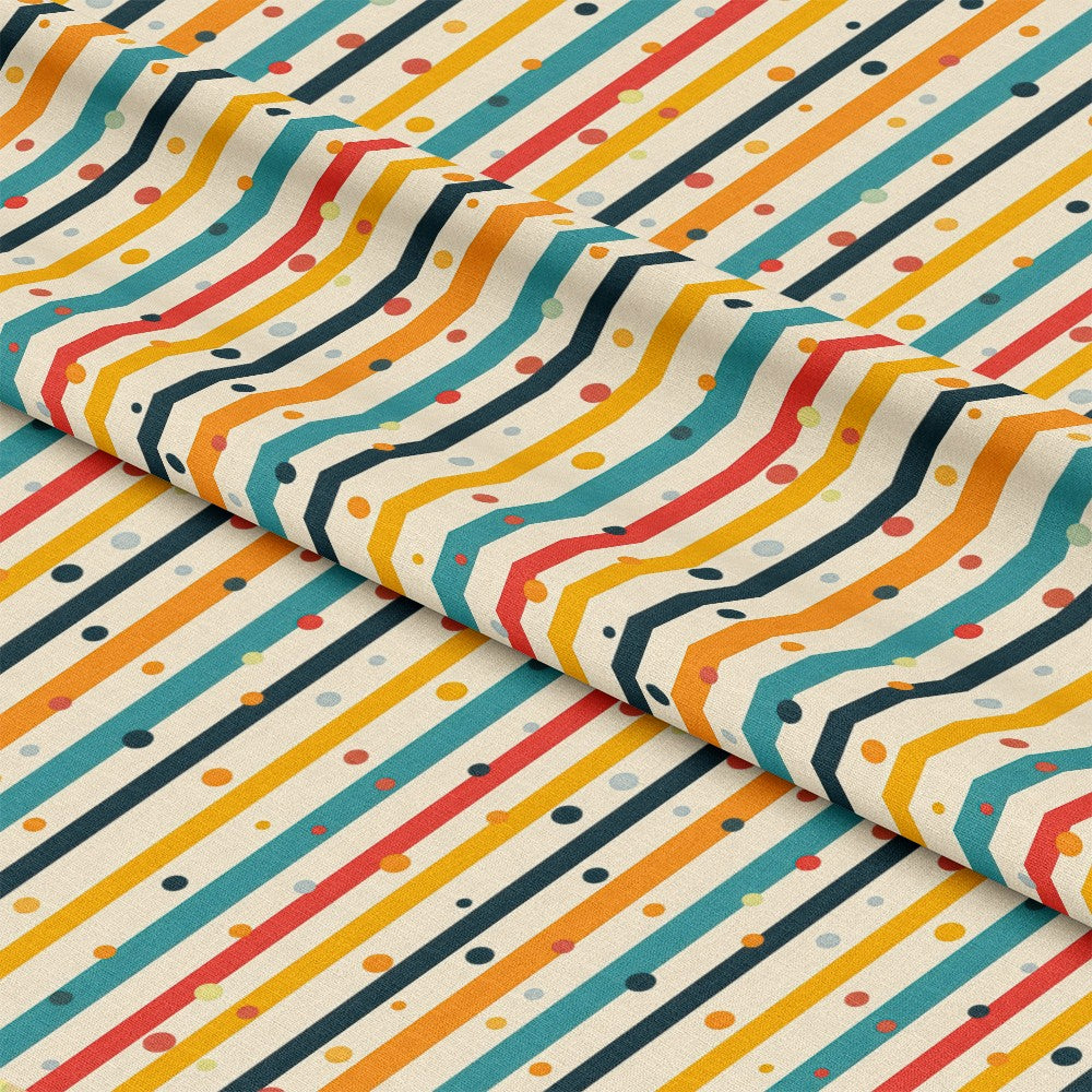Colorful Stripes and Dots Pattern 1 Quilting Cotton Fabric