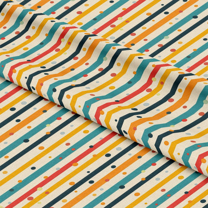 Colorful Stripes and Dots Pattern 1 Quilting Cotton Fabric