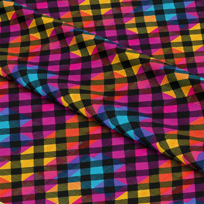 Neon Gingham Pattern 18 Quilting Cotton Fabric