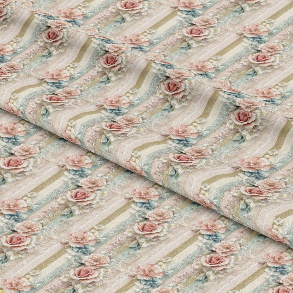 Floral Stripes Pattern 4 Quilting Cotton Fabric
