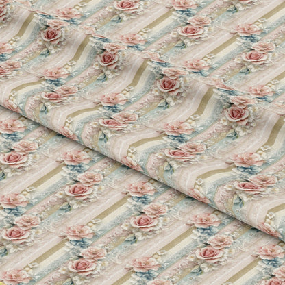 Floral Stripes Pattern 4 Quilting Cotton Fabric