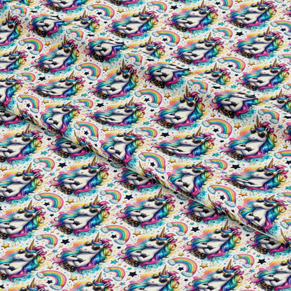Cool Rainbow Unicorn Pattern 1 Quilting Cotton Fabric