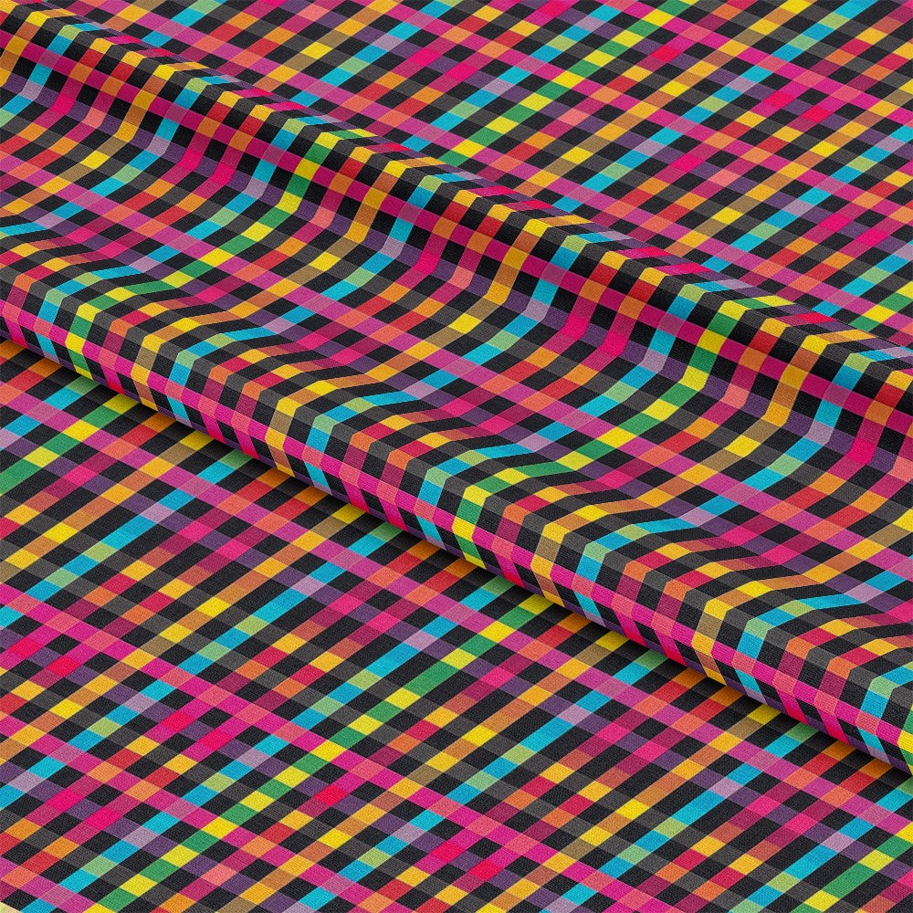 Neon Gingham Pattern 15 Quilting Cotton Fabric