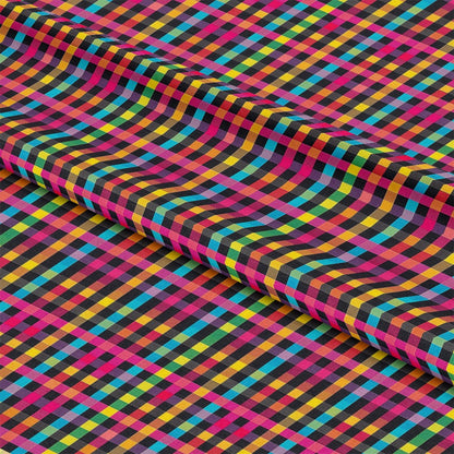 Neon Gingham Pattern 15 Quilting Cotton Fabric