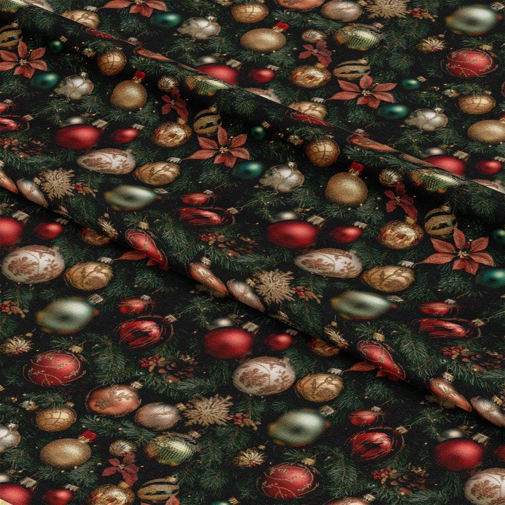 Realistic Christmas Ornaments Pattern 4 Quilting Cotton Fabric