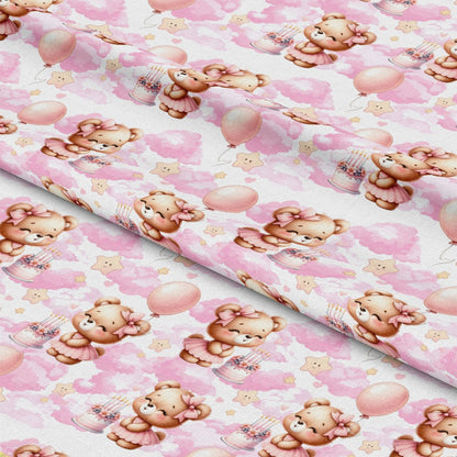 Pink Baby Teddy Bears Pattern 9 Quilting Cotton Fabric
