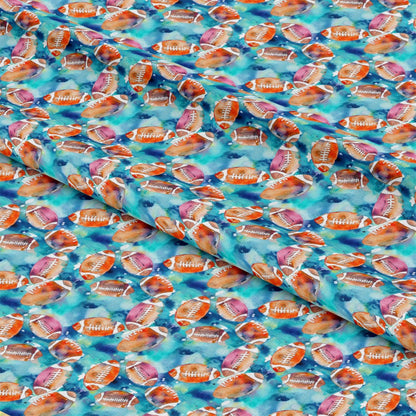 Watercolor Football Pattern 12 Quilting Cotton Fabric