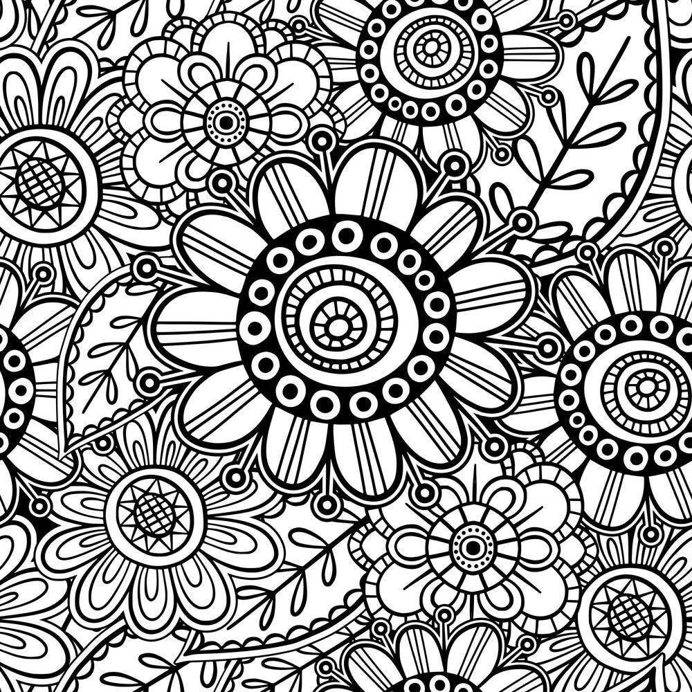 Folk Art Florals Black and White Fat Quarter Bundle
