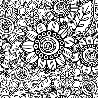 Folk Art Florals Black and White Fat Quarter Bundle