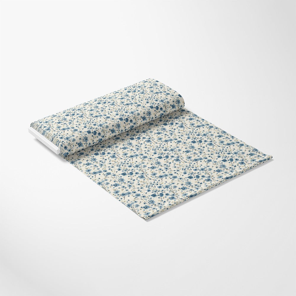Cornflower Blue Floral Pattern 12 Quilting Cotton Fabric