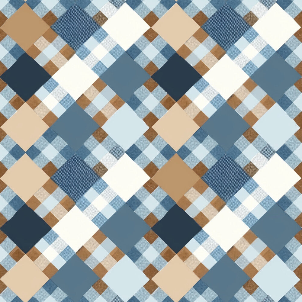 Blue and Brown Gingham Fat Quarter Bundle