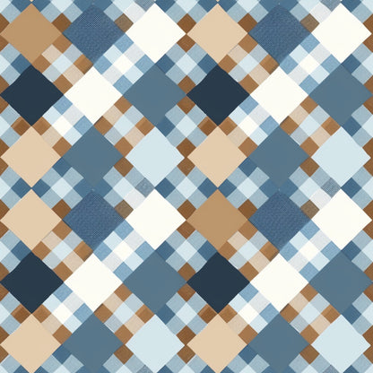 Blue and Brown Gingham Fat Quarter Bundle