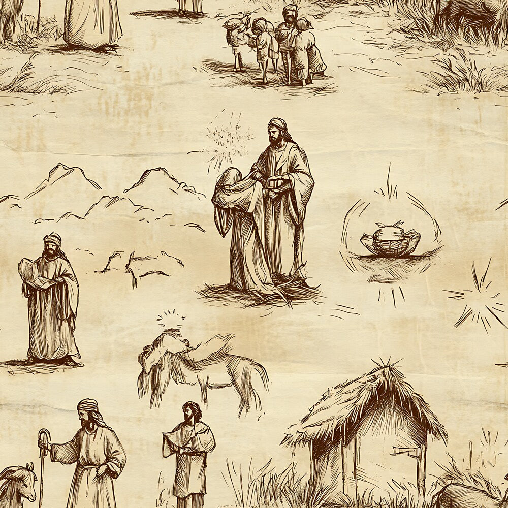 Vintage Nativity Scenes Fat Quarter Bundle