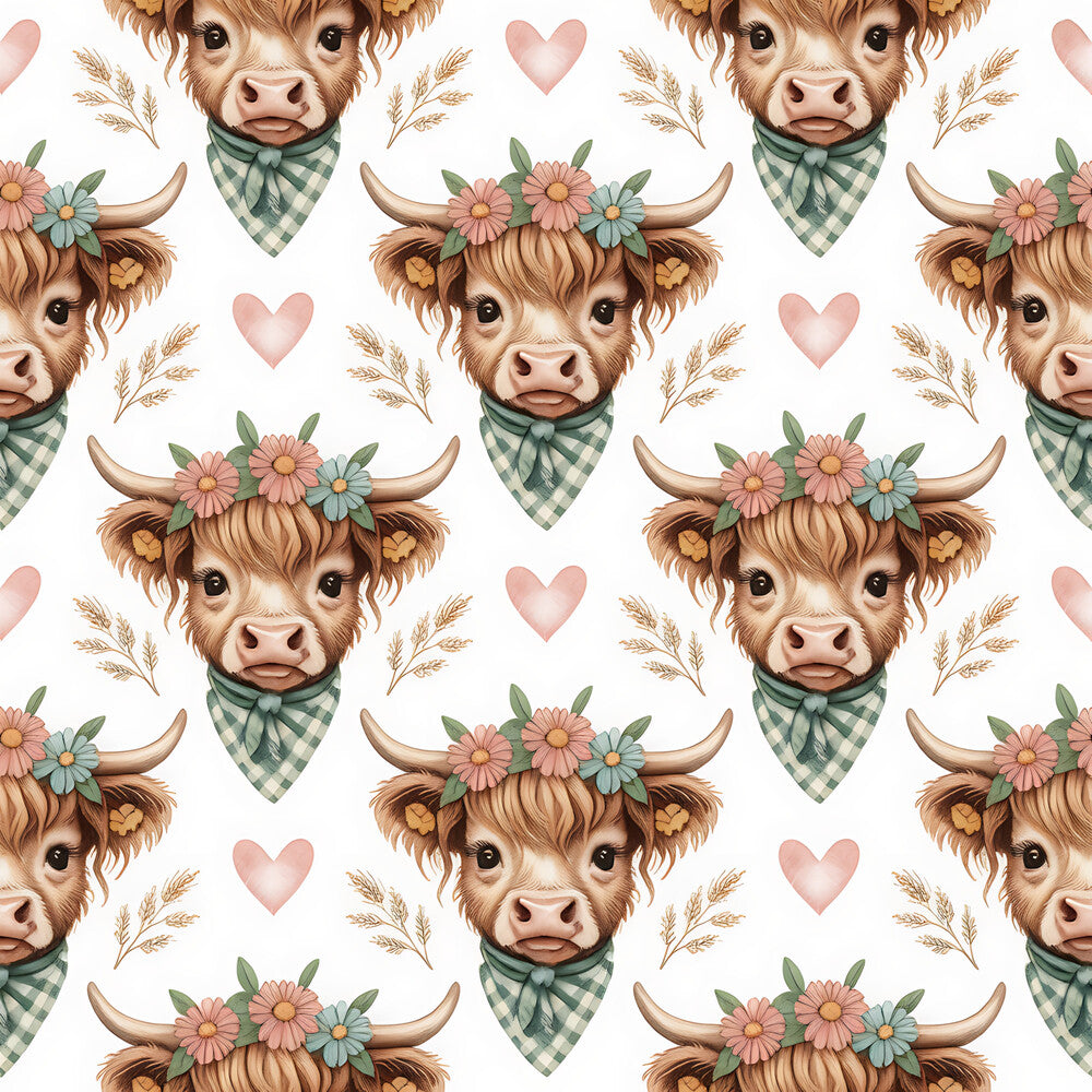 Highland Cow Heads Fat Quarter Bundle