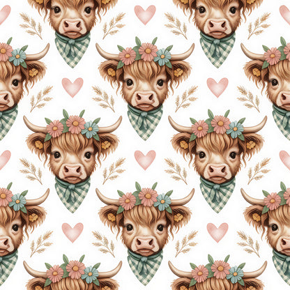 Highland Cow Heads Fat Quarter Bundle