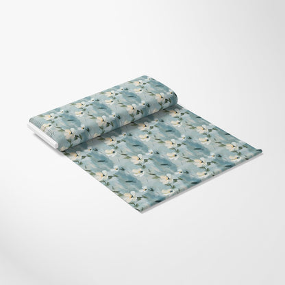 Cornflower Blue Floral Pattern 17 Quilting Cotton Fabric