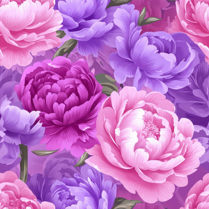 Purple and Pink Peony Flowers Fat Quarter Bundle