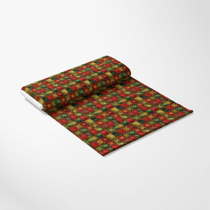Red Green Gold Christmas Pattern 11 Quilting Cotton Fabric