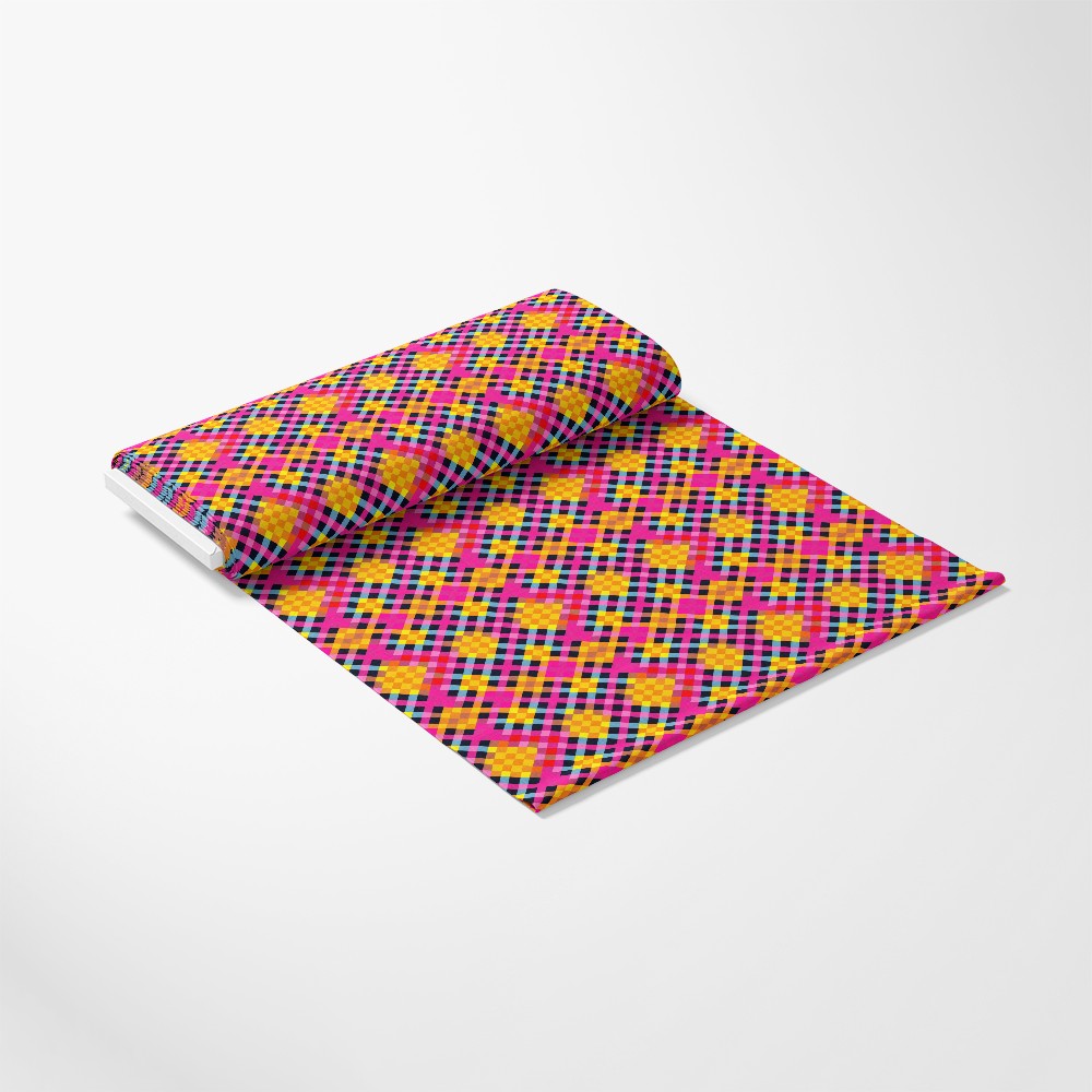 Neon Gingham Pattern 16 Quilting Cotton Fabric