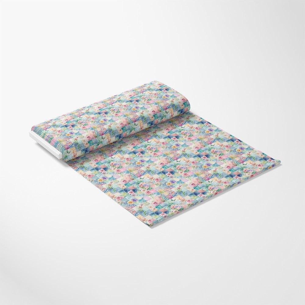 - Spring Patchwork Pattern 23 Quilting Cotton Fabric - pastel colors - floral design - patchwork style - cotton textile - soft texture - sewing material - crafting fabric - multicolor print - lightweight fabric - quilting material - decorative fabric - durable cotton
