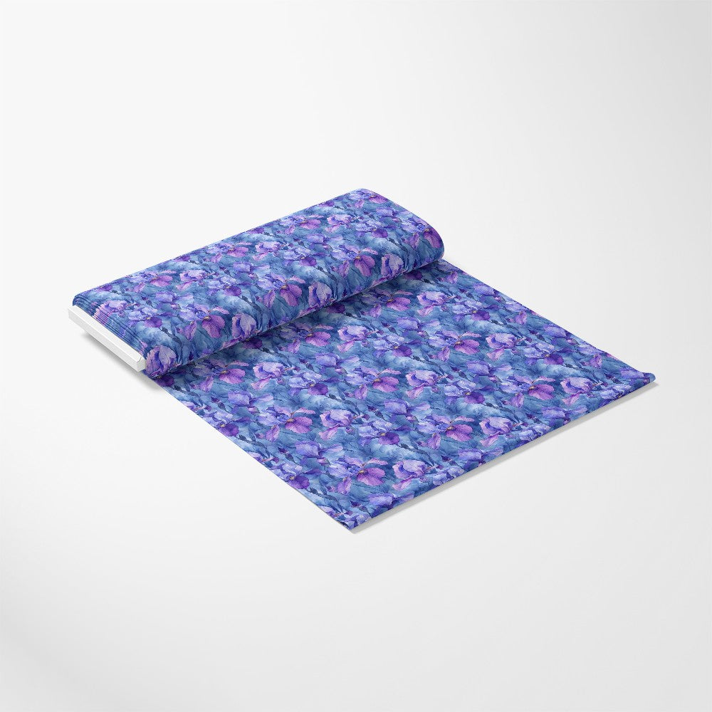 - Iris Bloom Floral Pattern 5 Quilting Cotton Fabric  
- blue, purple, lavender, violet  
- floral, flower, botanical, garden  
- cotton, quilting, textile, fabric  
- soft, smooth, textile material  
- yardage, continuous, rolled fabric