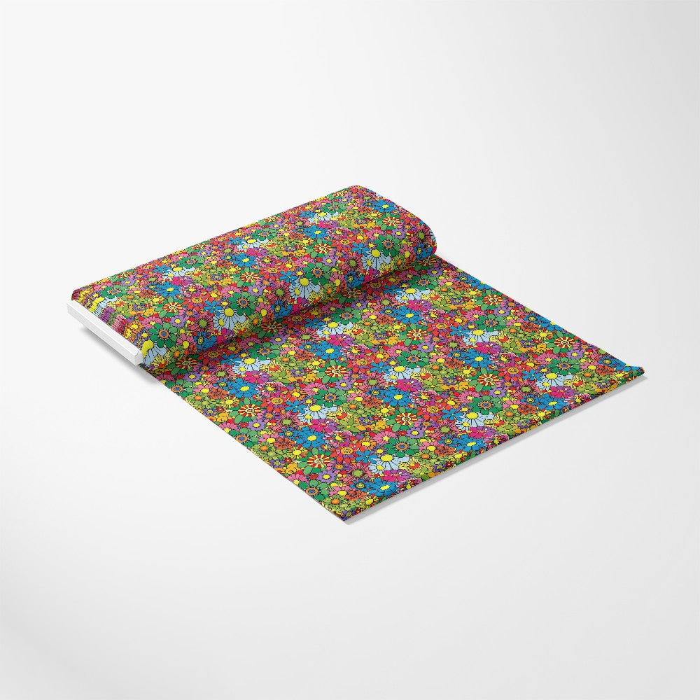 Rainbow Hippie Flowers Pattern 12 Quilting Cotton Fabric