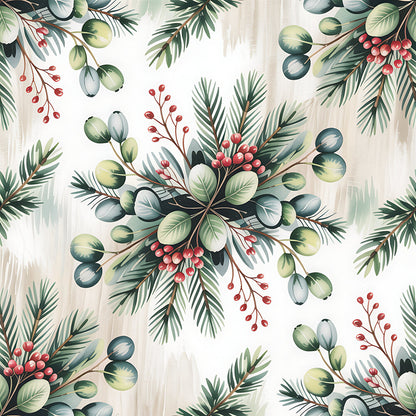 Christmas Botanical Watercolor Fat Quarter Bundle