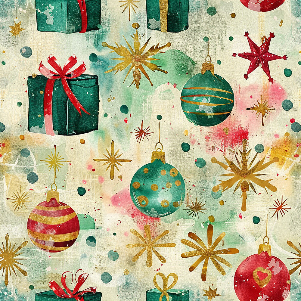 Festive Watercolor Christmas Fat Quarter Bundle