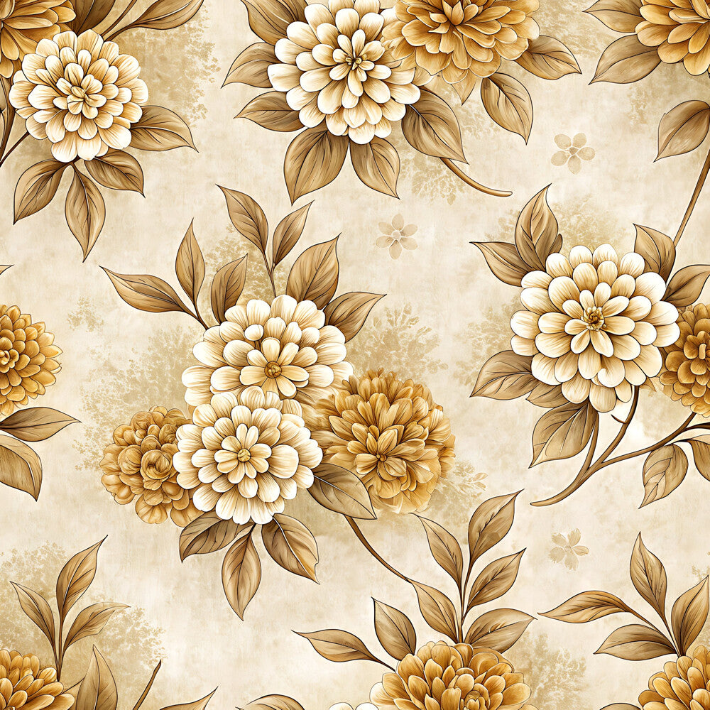 Vintage Beige Sepia Floral Fat Quarter Bundle
