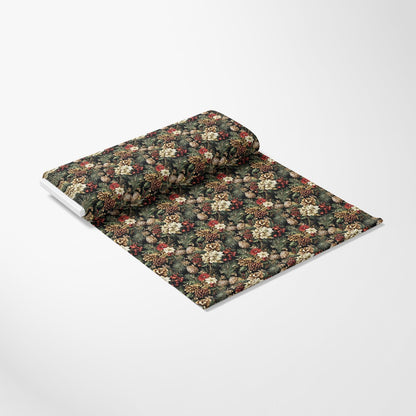 - Christmas Pinecones Pattern 9 Quilting Cotton Fabric  
- pinecones, holly, berries, leaves  
- green, red, brown, beige, cream  
- holiday, festive, seasonal  
- quilting, sewing, craft  
- natural, rustic, textured  
- cotton, fabric, yardage  
- traditional, decorative, cozy