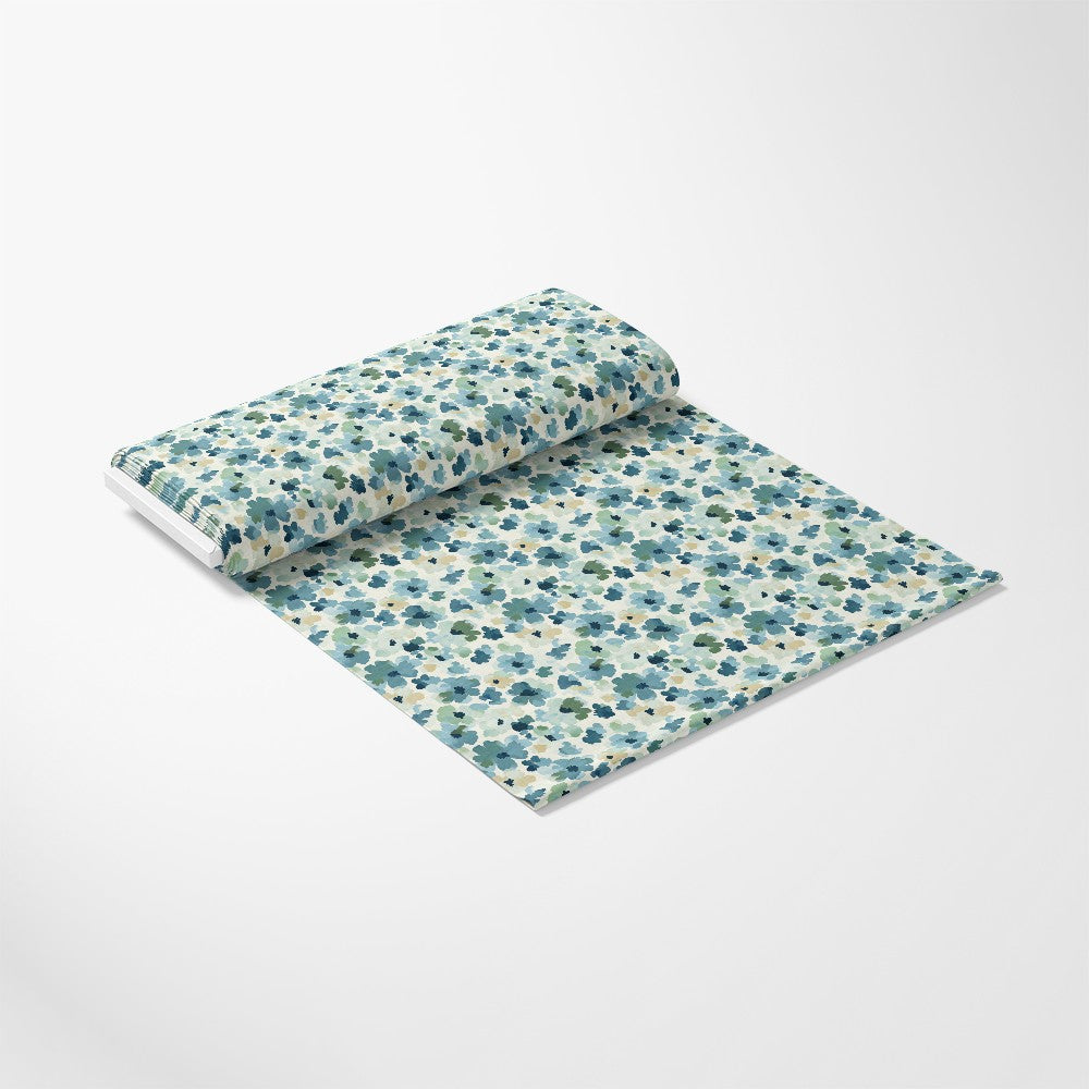Cornflower Blue Floral Pattern 11 Quilting Cotton Fabric