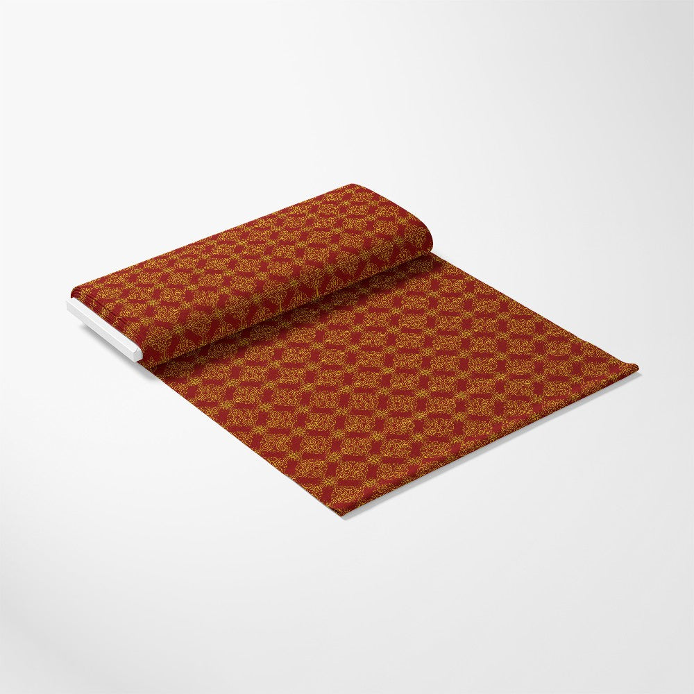 Red Gold Christmas Pattern 1 Quilting Cotton Fabric
