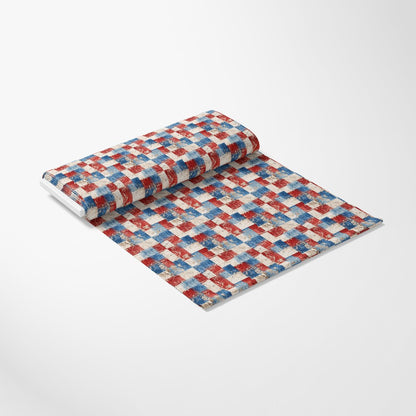 - Distressed Patriotic Pattern 7 Quilting Cotton Fabric  
- Red, white, blue  
- Checkered, vintage, worn  
- Quilting, cotton fabric  
- Yardage, textile, craft material