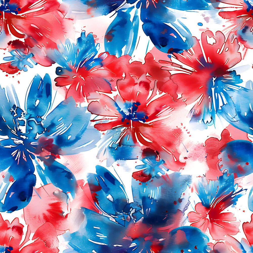 4th of July Watercolor Floral Fat Quarter Bundle