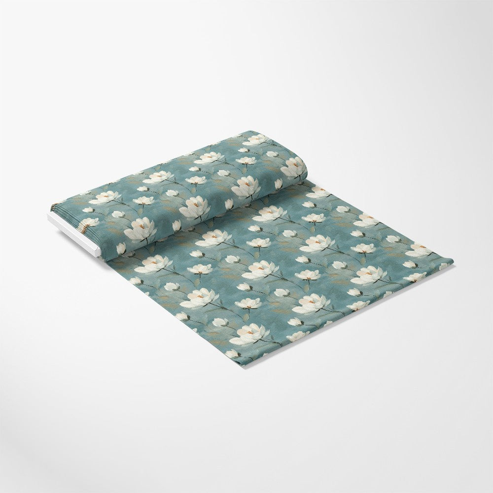 Cornflower Blue Floral Pattern 1 Quilting Cotton Fabric