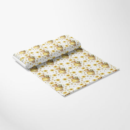 - Daisy Teddy Bears Pattern 6 Quilting Cotton Fabric  
- Soft cotton textile  
- White background  
- Yellow daisies  
- Brown teddy bears  
- Floral design  
- Kids fabric  
- Craft material  
- Quilting fabric  
- Cute pattern  
- Light colors  
- Natural fibers