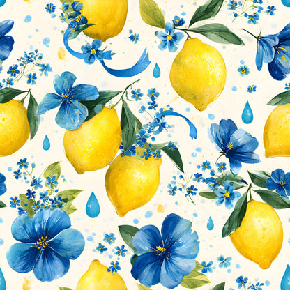 Summer Portuguese Azulejo Lemon Fat Quarter Bundle