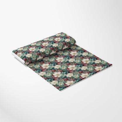 - Christmas Florals Pattern 10 Quilting Cotton Fabric  
- Christmas fabric  
- Floral fabric  
- Holiday fabric  
- Cotton fabric  
- Quilting fabric  
- Green background  
- Red berries  
- White flowers  
- Festive fabric  
- Seasonal fabric  
- Fabric yardage  
- Decorative fabric