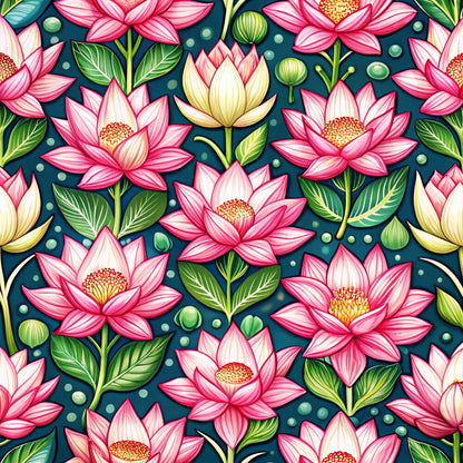 Lotus Flower Watercolor Fat Quarter Bundle