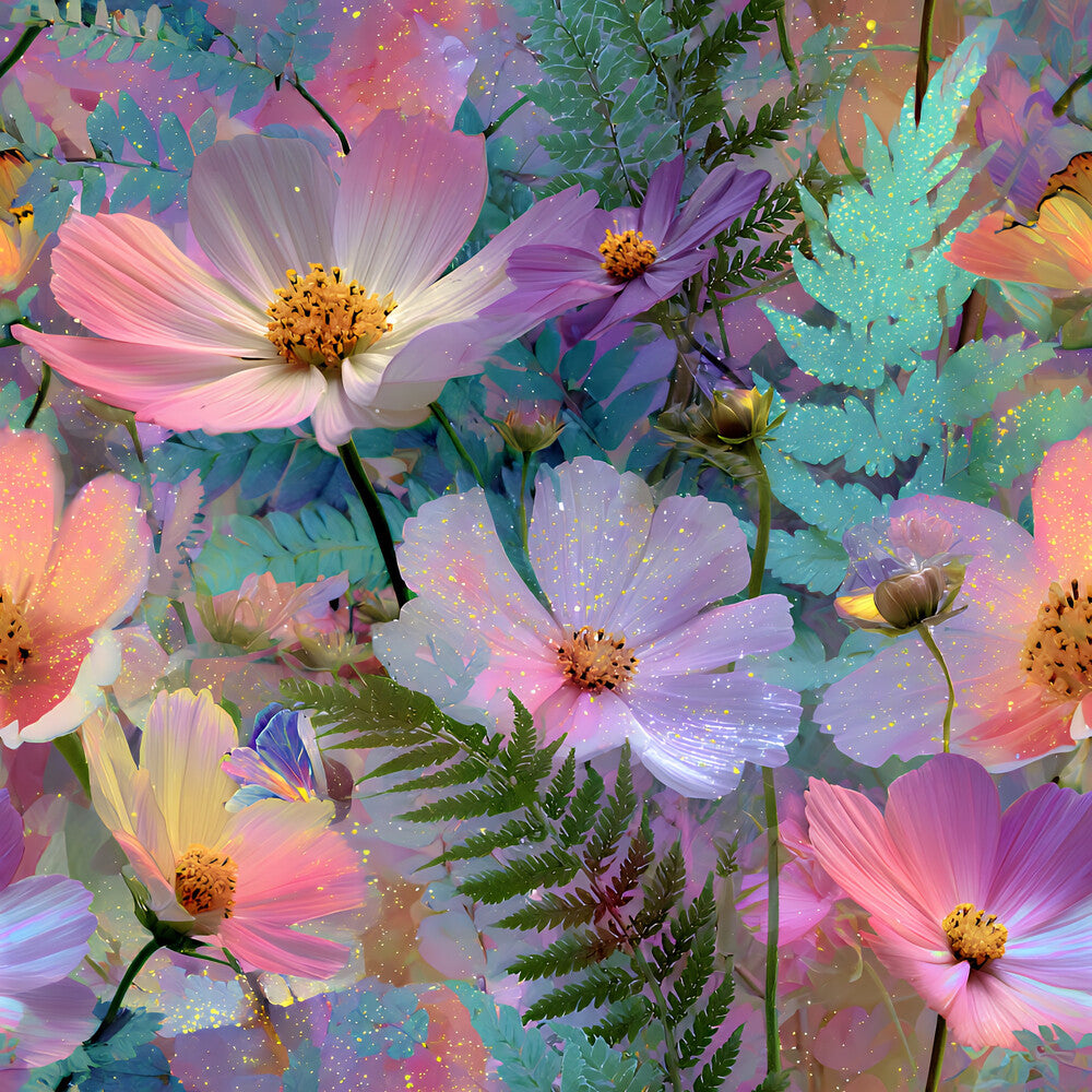 Dreamy Cosmos Floral Ferns Fat Quarter Bundle