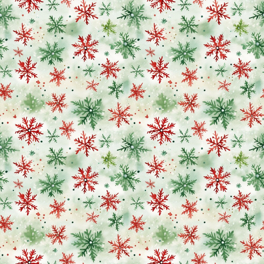 Red and Green Watercolor Christmas Fat Quarter Bundle