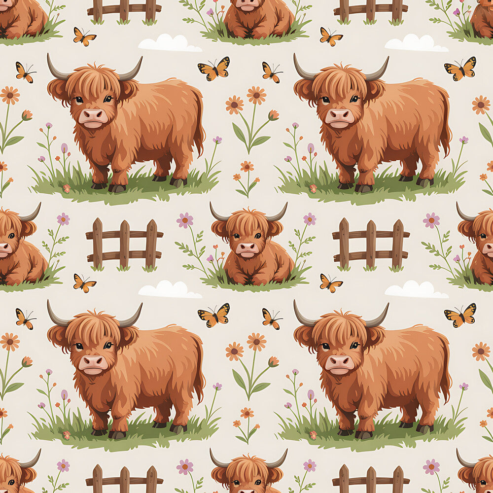 Cartoon Highland Cows Fat Quarter Bundle