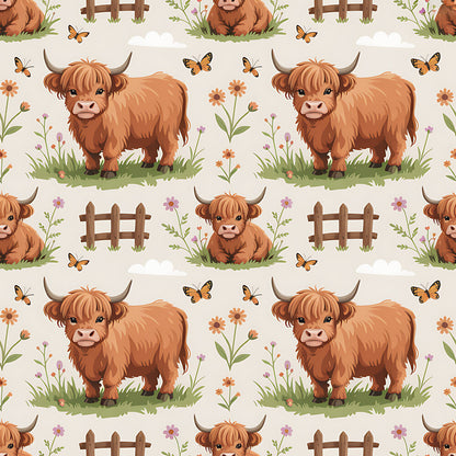 Cartoon Highland Cows Fat Quarter Bundle