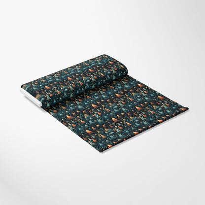 - Christmas Winter Wonderland Pattern 3 Quilting Cotton Fabric  
- dark green, teal, orange, white  
- holiday trees, snowflakes, festive, seasonal  
- cotton textile, quilting material, fabric yardage  
- winter theme, cozy, decorative, craft fabric