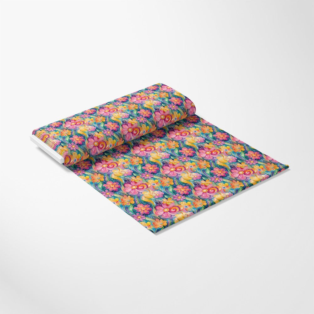 Vibrant Abstract Floral Art Pattern 1 Quilting Cotton Fabric