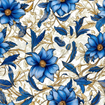 Sapphire Blue Flowers Fat Quarter Bundle